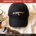 Embroidered Gamer Rifle Dad Hat, Retro FPS Skin Baseball Cap, Stitched Gaming Hat, Counter Gamer Gift Cap, Orange Rifle Embroidery Hat