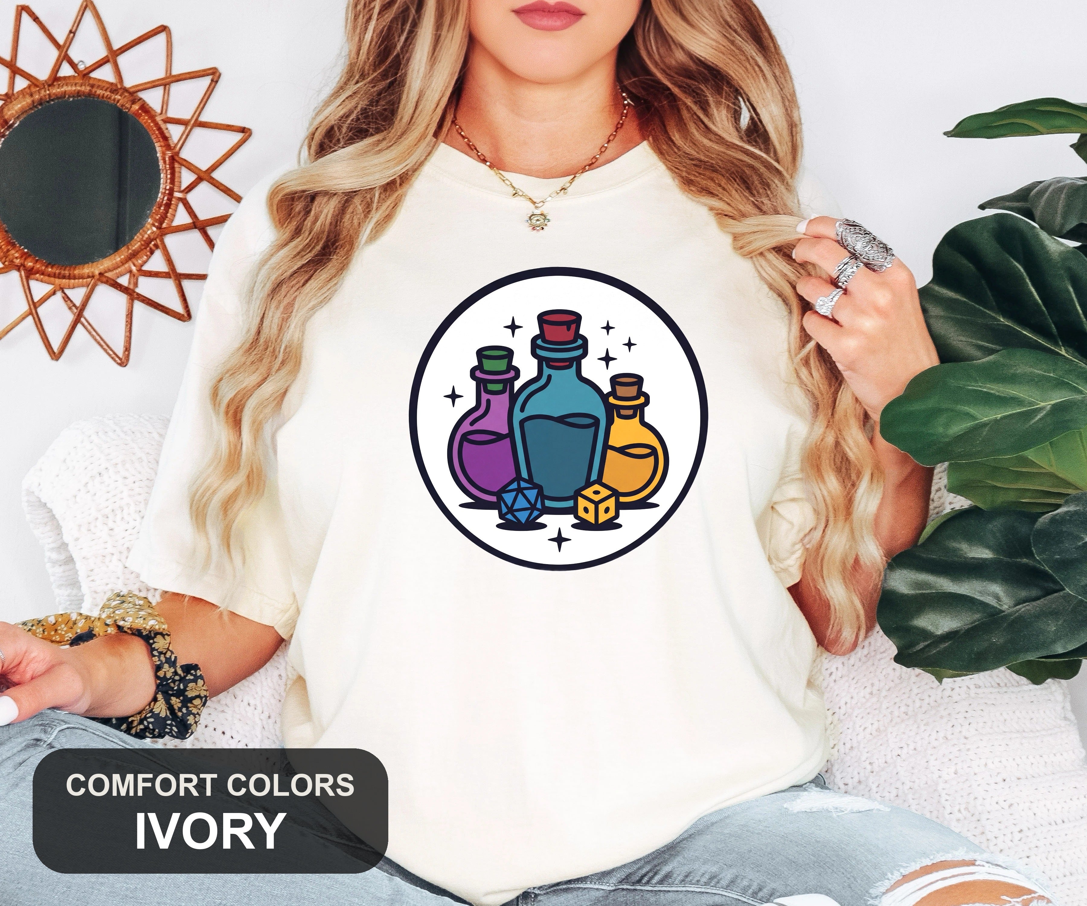 Potion And Dice Tee, Tabletop RPG Shirt, Fantasy Gamer Tee, Comfort Colors Roleplaying Shirt, Game Night Gift
