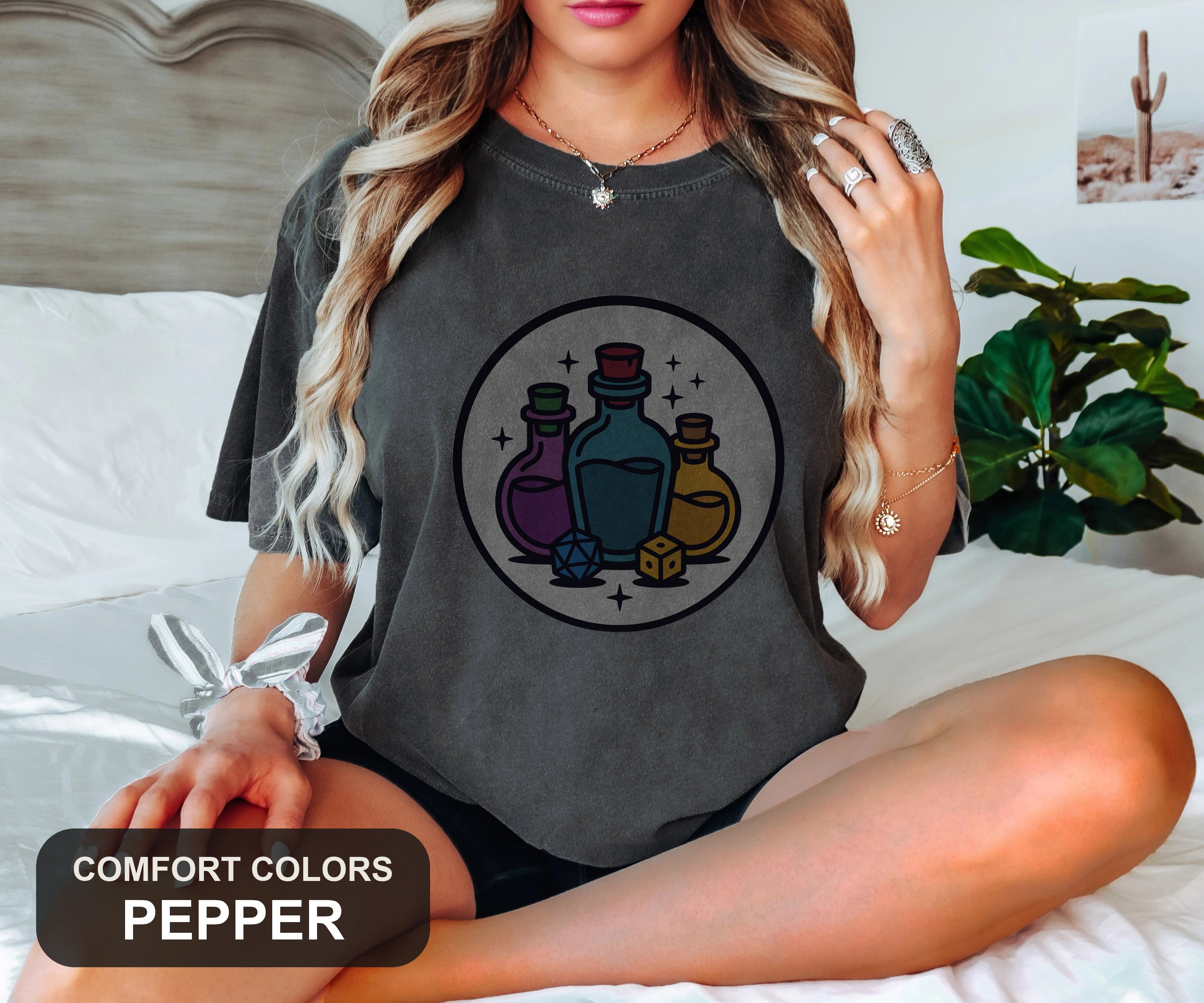 Potion And Dice Tee, Tabletop RPG Shirt, Fantasy Gamer Tee, Comfort Colors Roleplaying Shirt, Game Night Gift