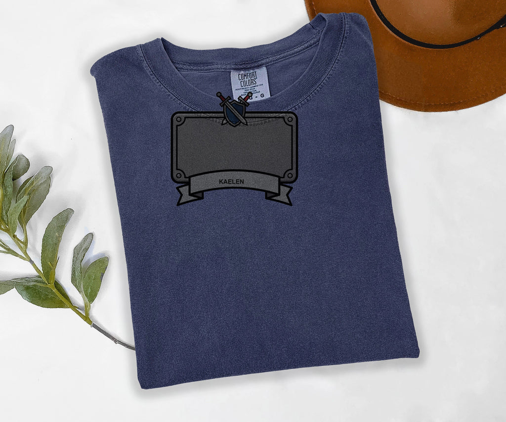 Custom Adventurer Name Tee, Personalized RPG Gamer Shirt, Your Name Printed, Comfort Colors Gaming Tee, Gamer Gift