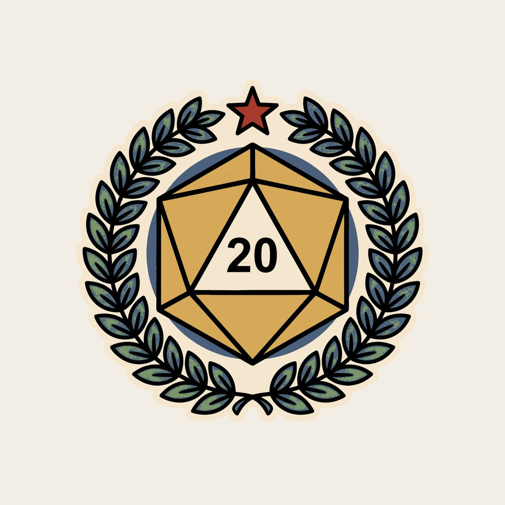 D20 Crest Tee, Tabletop RPG Shirt, Dice Laurel Tee, Comfort Colors® Roleplaying Shirt, Gamer Gift, Game Night Shirt