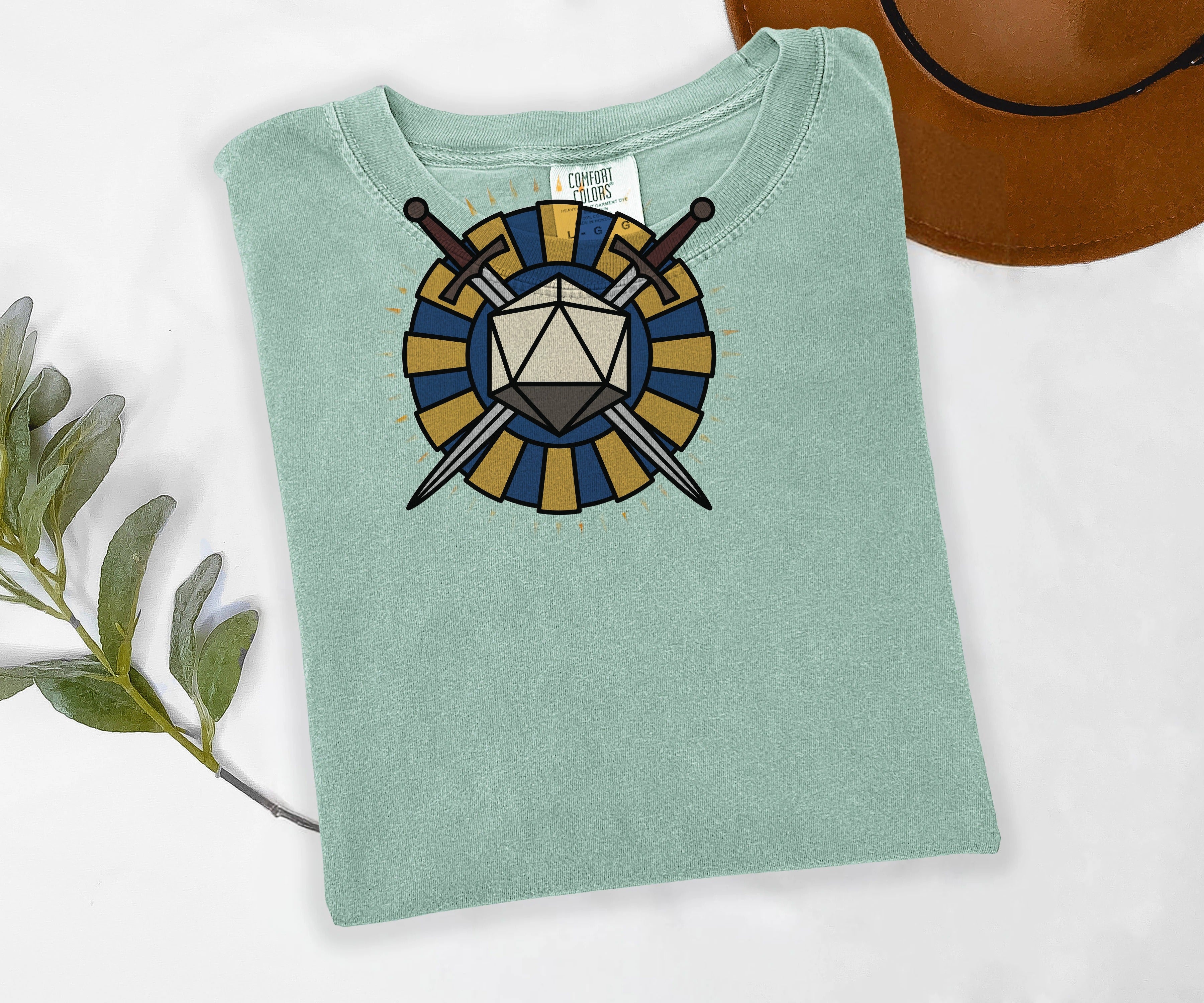 D20 Rosette Tee, Tabletop RPG Shirt, Dice Emblem Tee, Comfort Colors Roleplaying Shirt, Gamer Gift