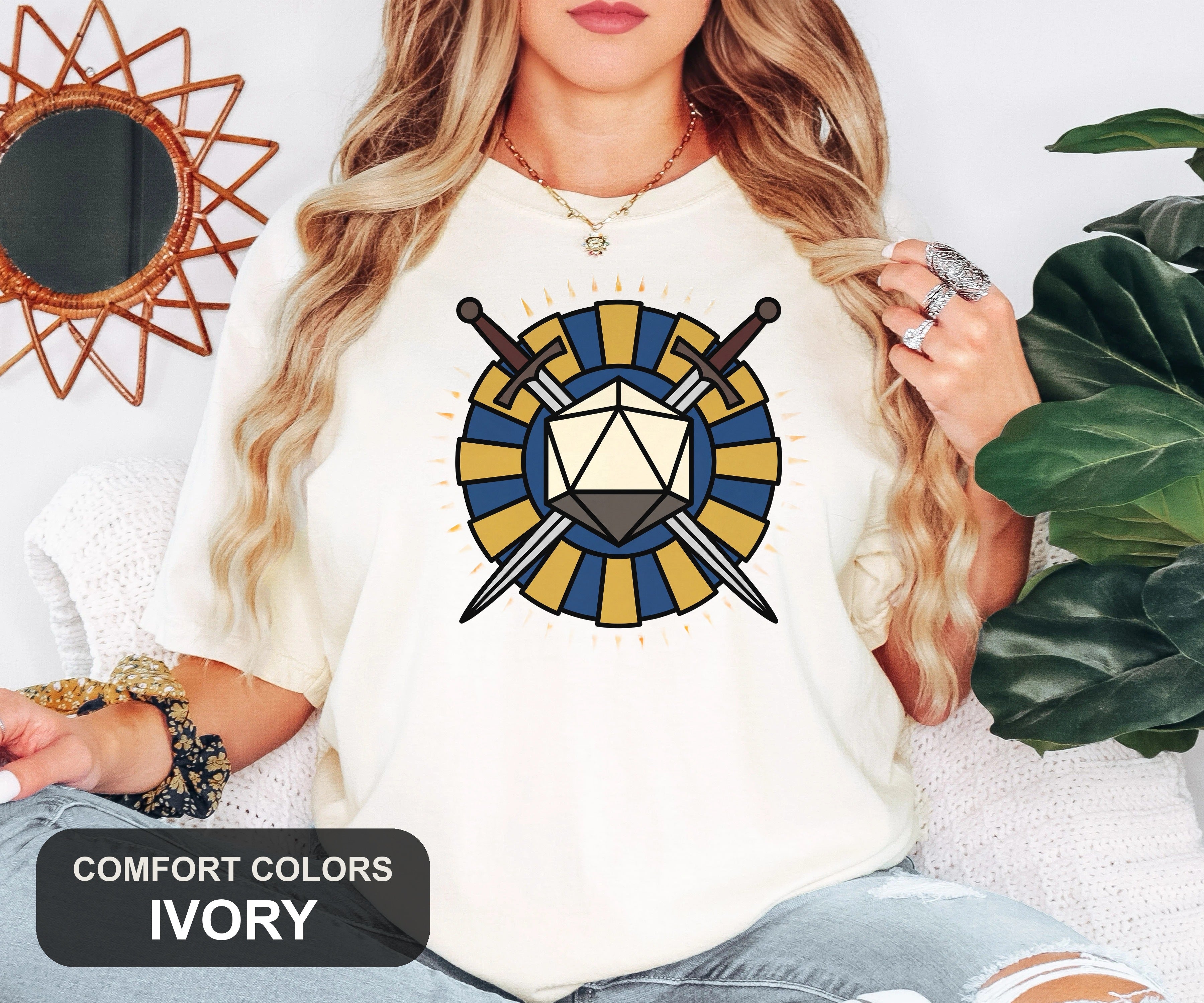D20 Rosette Tee, Tabletop RPG Shirt, Dice Emblem Tee, Comfort Colors Roleplaying Shirt, Gamer Gift