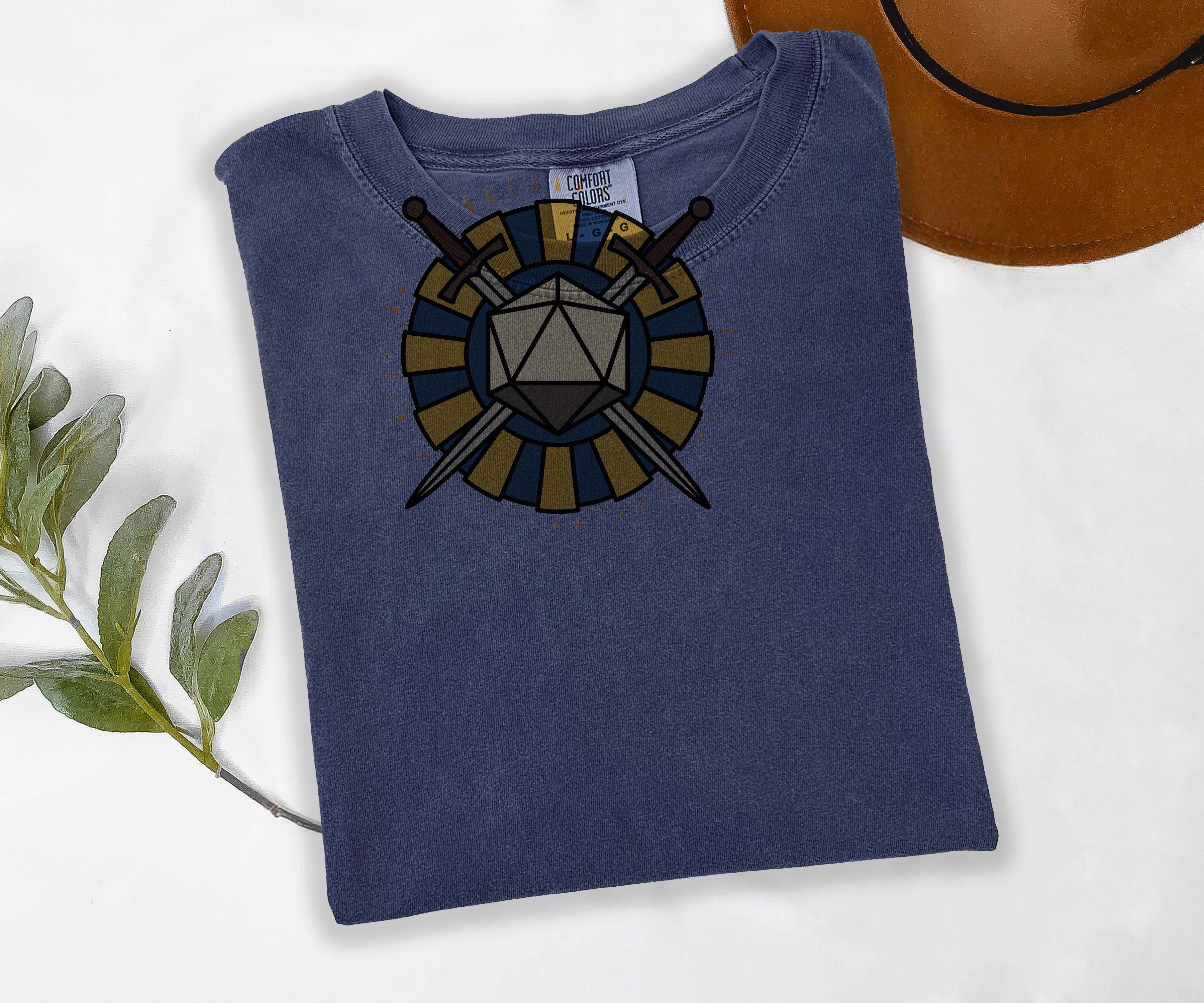 D20 Rosette Tee, Tabletop RPG Shirt, Dice Emblem Tee, Comfort Colors Roleplaying Shirt, Gamer Gift