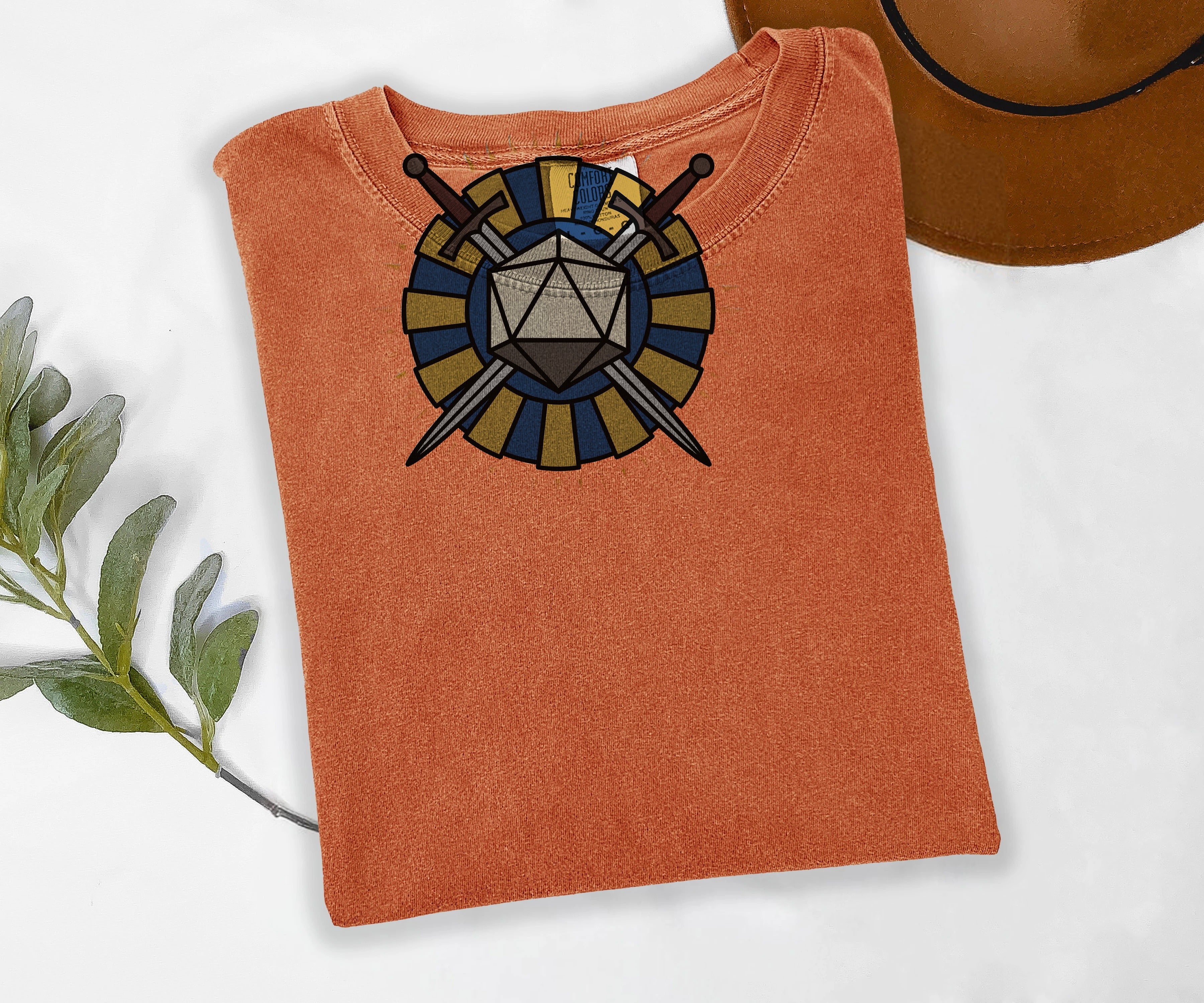 D20 Rosette Tee, Tabletop RPG Shirt, Dice Emblem Tee, Comfort Colors Roleplaying Shirt, Gamer Gift