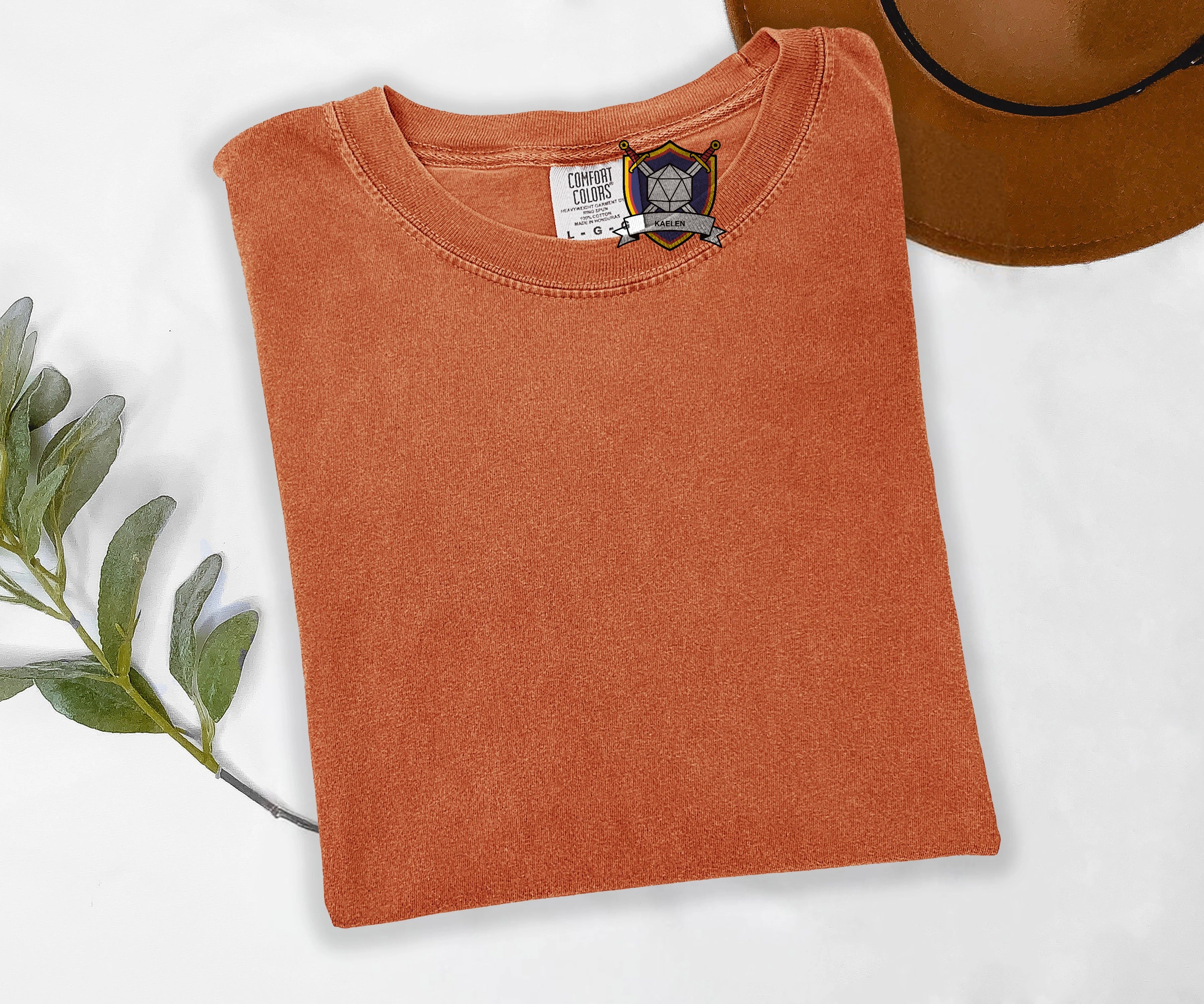 Custom Embroidered Initiative Crest Tee, Personalized Tabletop RPG Gift, Character Name Stitched, Comfort Colors D20 Shirt