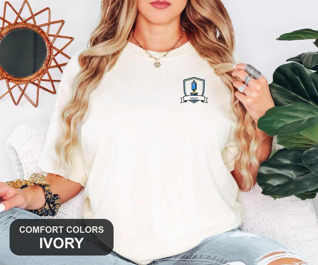 Custom Embroidered Save Point Tee, Personalized RPG Gamer Gift, Your Name Stitched, Comfort Colors Gaming Shirt