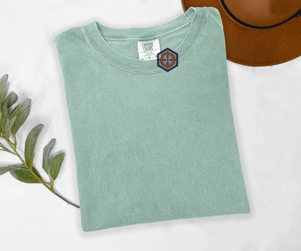 Embroidered Crosshair Tee, FPS Gamer Gift, Stitched Gaming Shirt, Comfort Colors Shooter Tee, Nerdy Gift For Him