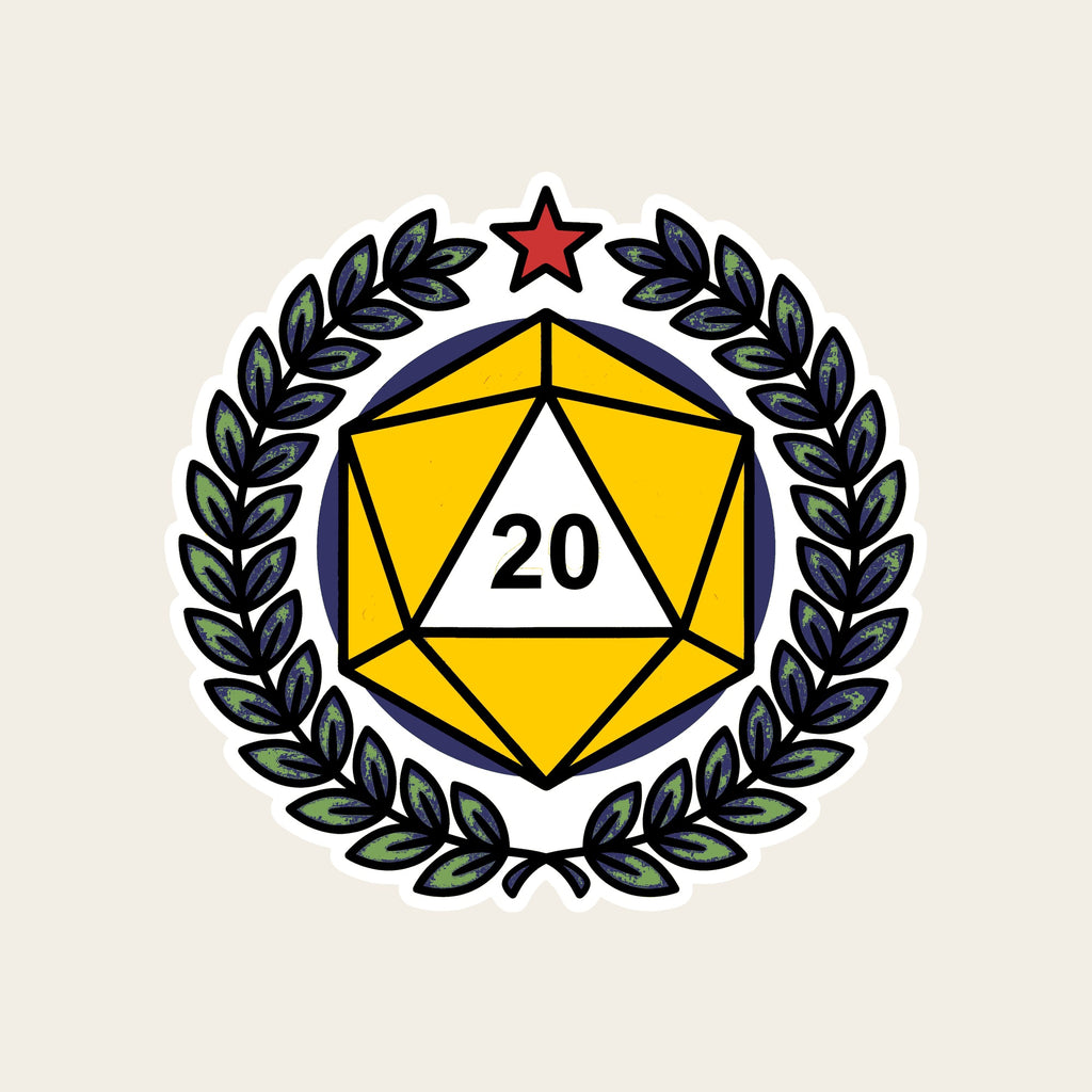 Embroidered D20 Crest Tee, Tabletop RPG Gift, Stitched Dice Shirt, Comfort Colors® Roleplaying Tee, Gift For Game Night, Nerdy Gift For Him