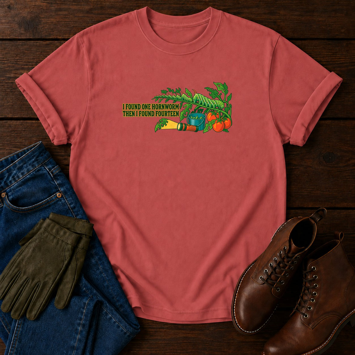 I Found One Hornworm T-Shirt — Crimson