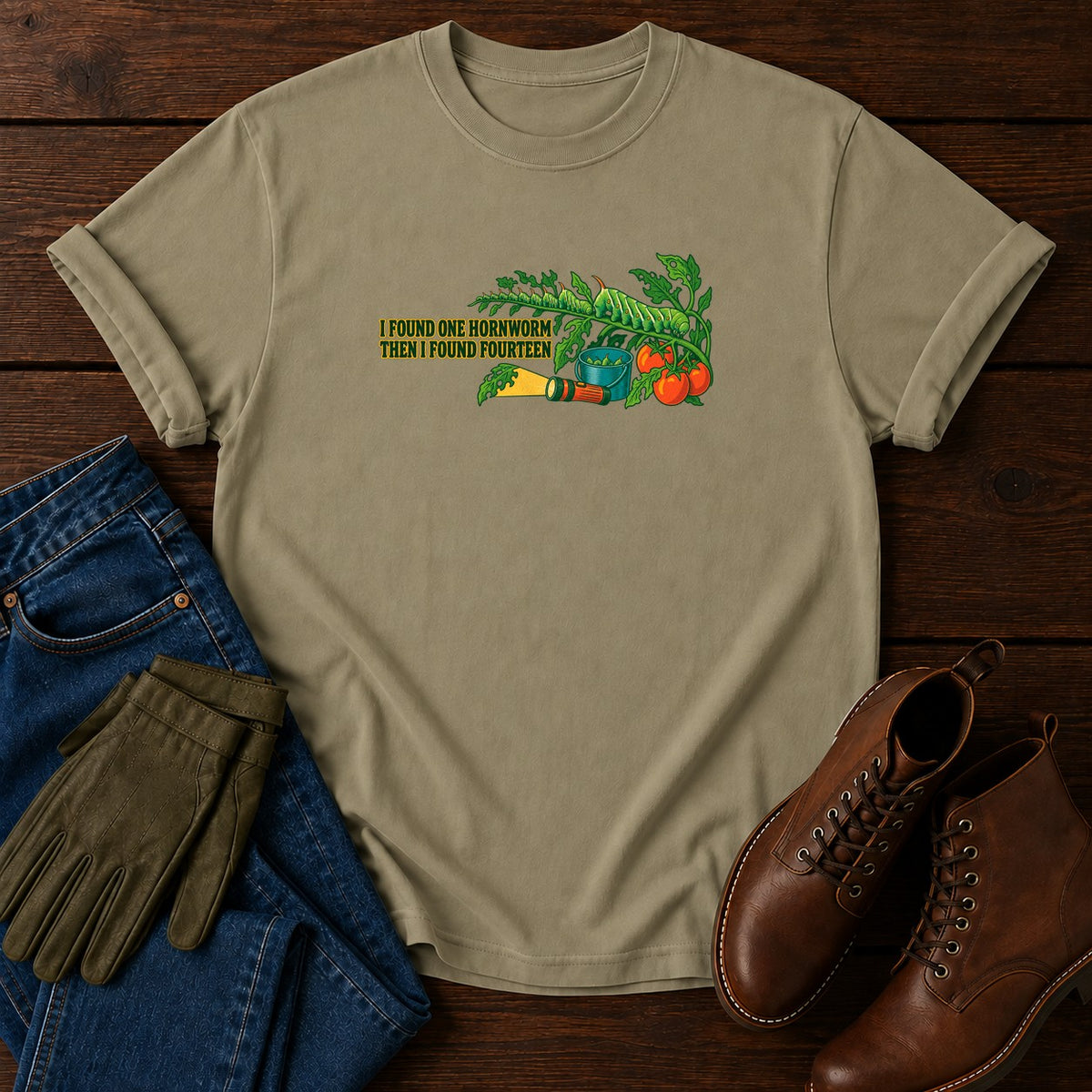 I Found One Hornworm T-Shirt — Khaki