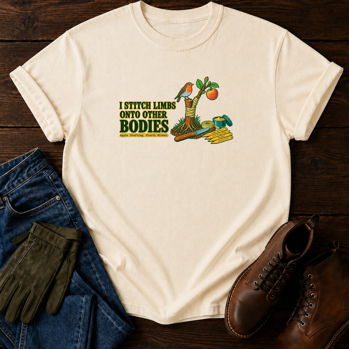 I Stitch Limbs Onto Other Bodies T-Shirt — Ivory