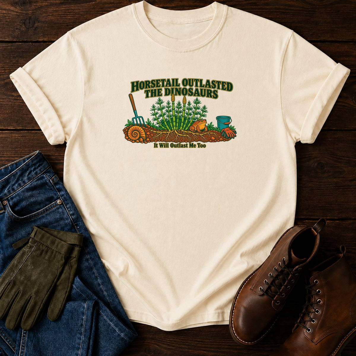 Horsetail Outlasted The Dinosaurs T-Shirt — Ivory