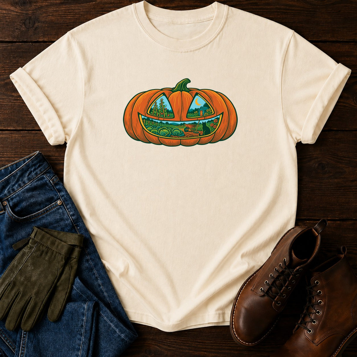 Jack-O'-Lantern Garden T-Shirt — Ivory
