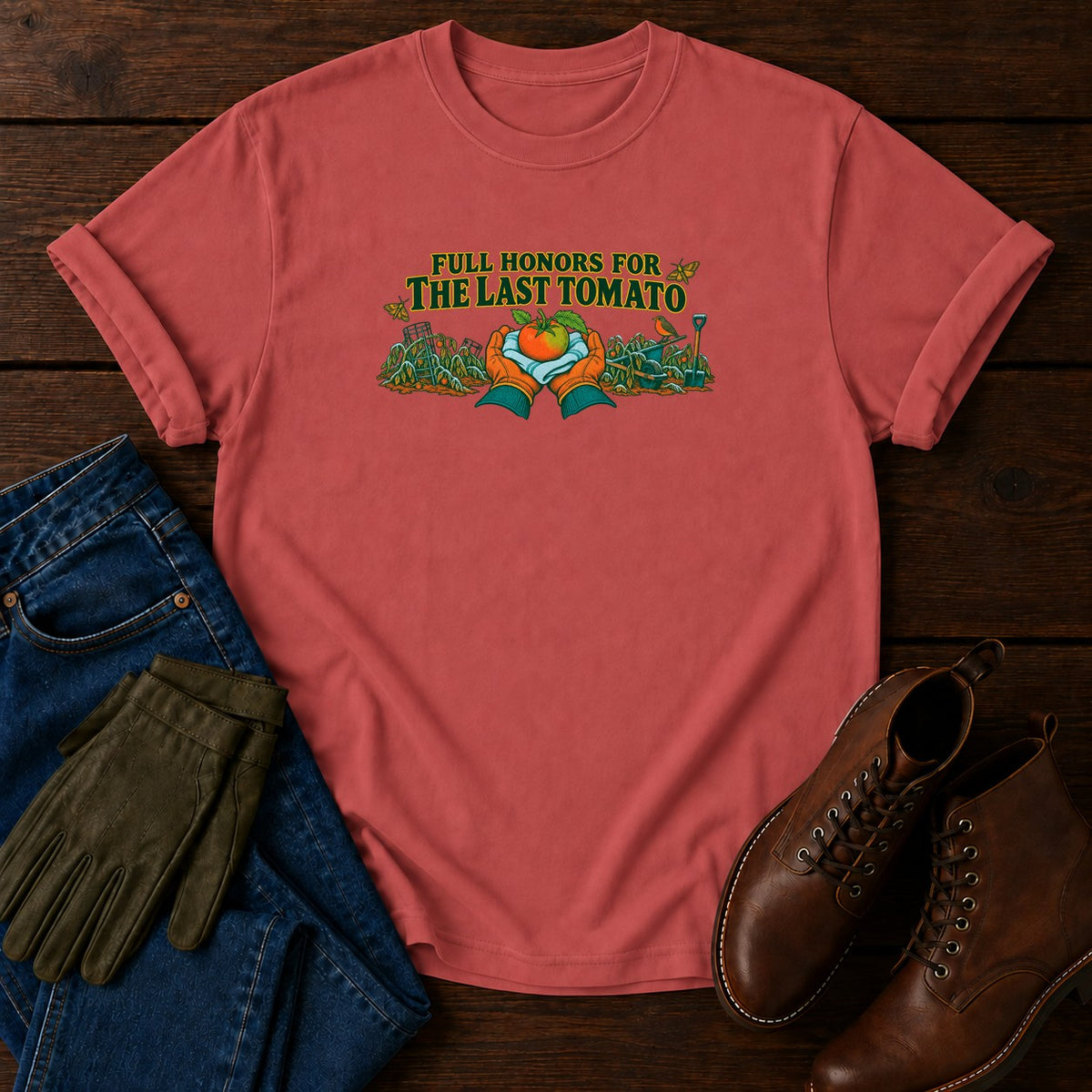 Full Honors For The Last Tomato T-Shirt — Crimson