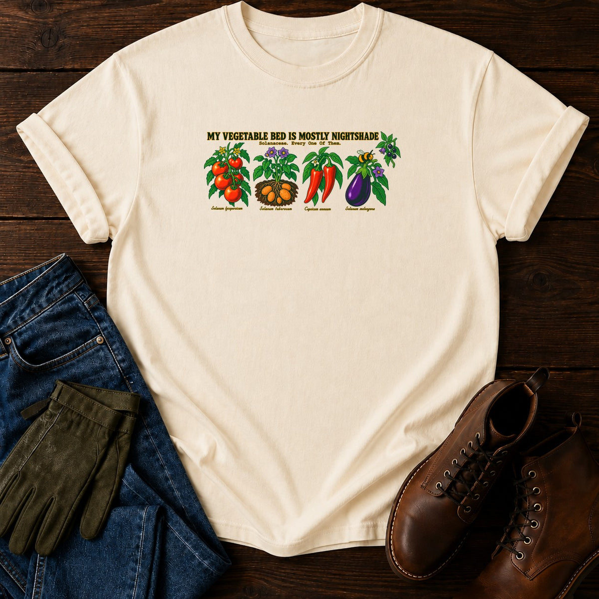 My Vegetable Bed Is Mostly Nightshade T-Shirt — Ivory