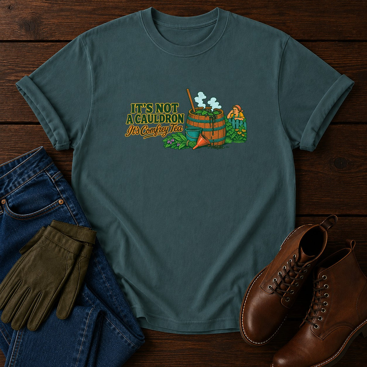 It's Not A Cauldron It's Comfrey Tea T-Shirt — Blue Spruce