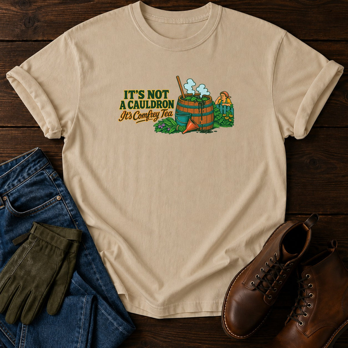 It's Not A Cauldron It's Comfrey Tea T-Shirt — Sandstone
