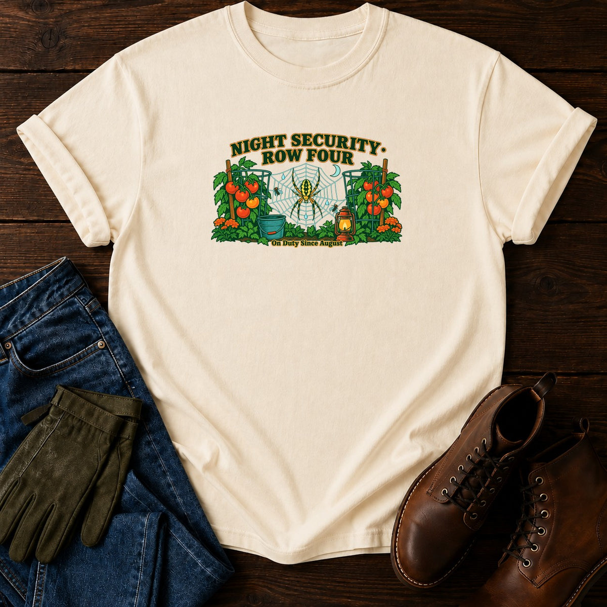 Night Security Row Four Garden Spider T-Shirt — Ivory