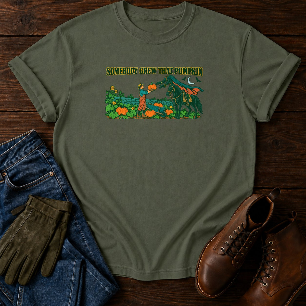 Somebody Grew That Pumpkin T-Shirt — Moss