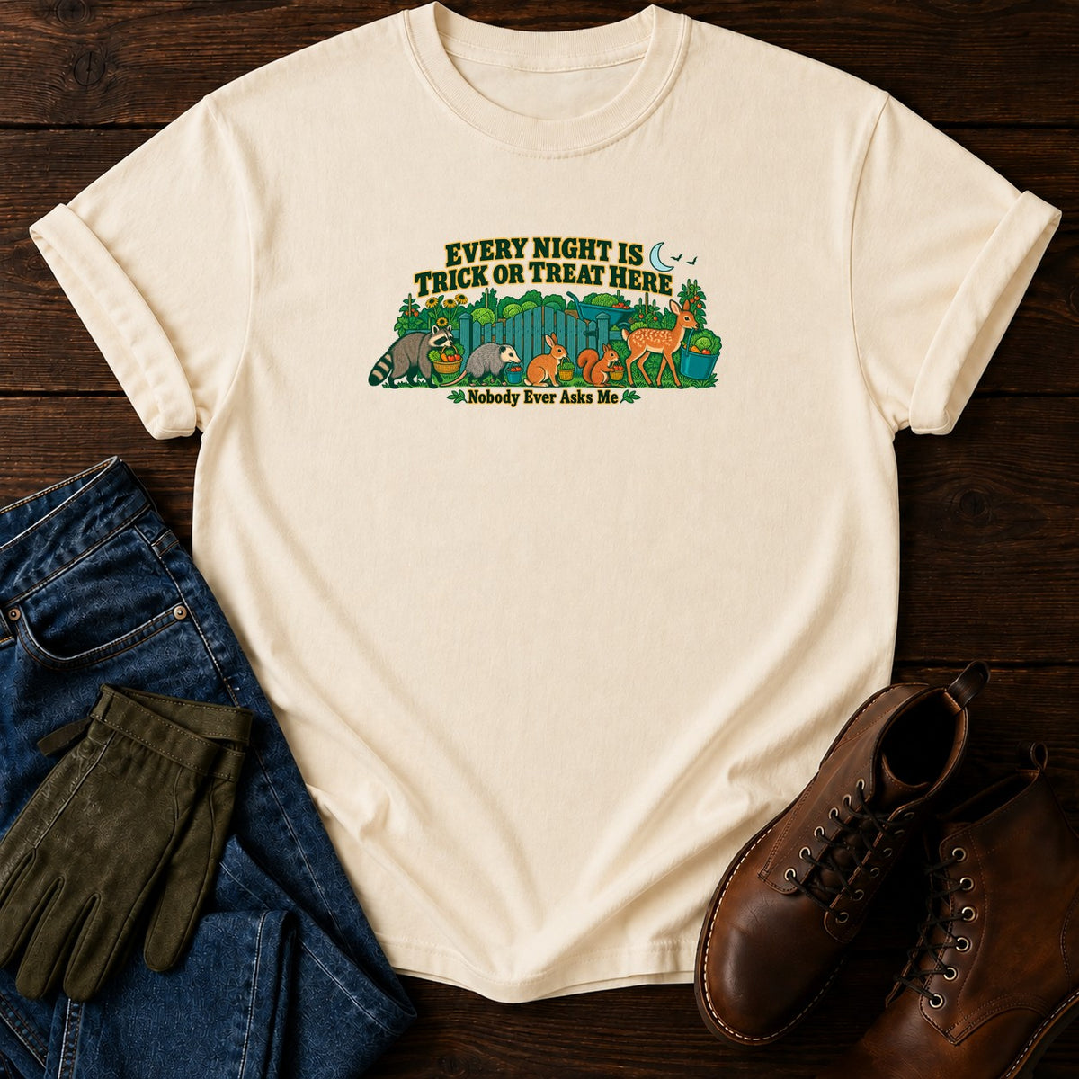 Every Night Is Trick Or Treat Here T-Shirt — Ivory