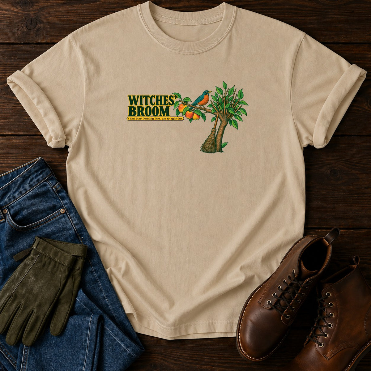 Witches' Broom T-Shirt — Sandstone