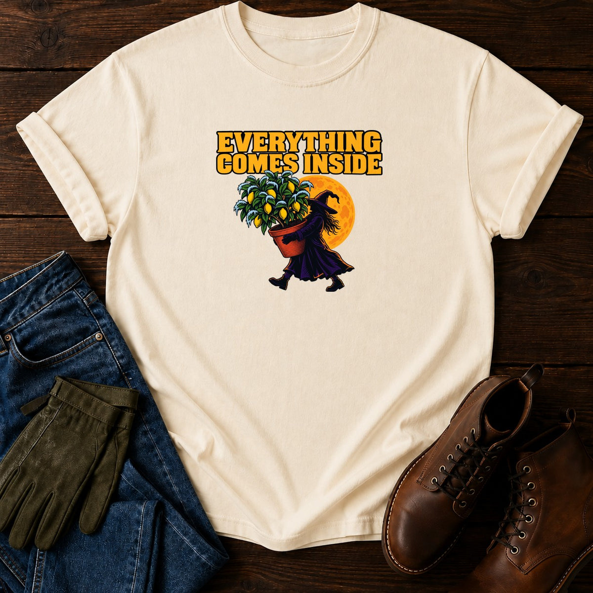 Everything Comes Inside First Frost Halloween T-Shirt — Ivory