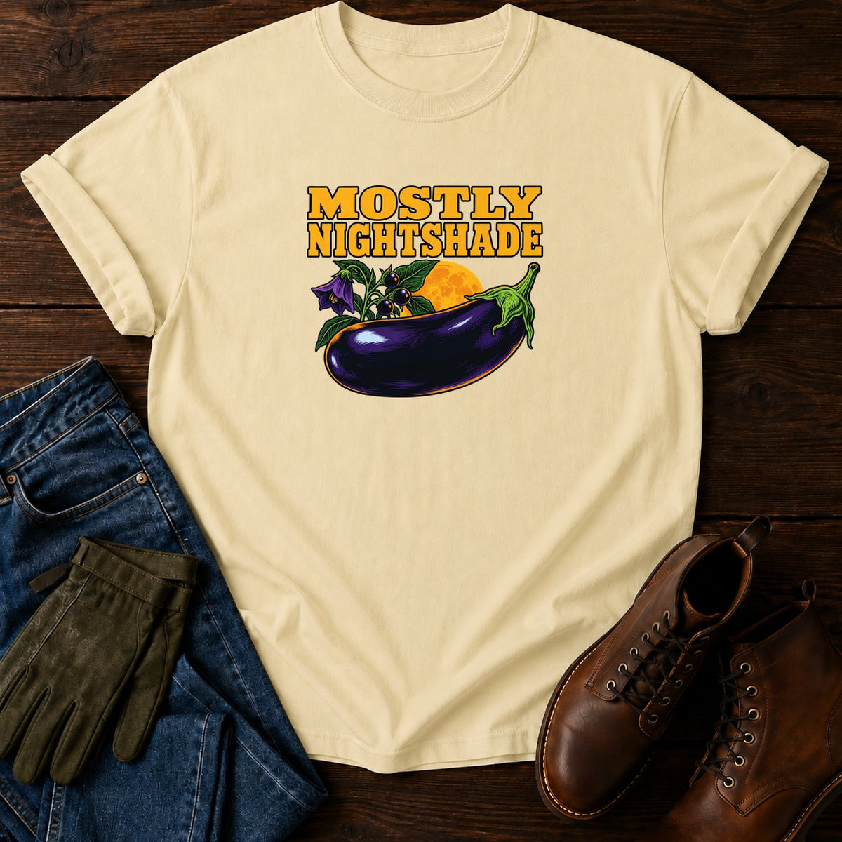 Mostly Nightshade Solanaceae Halloween Garden T-Shirt — Butter