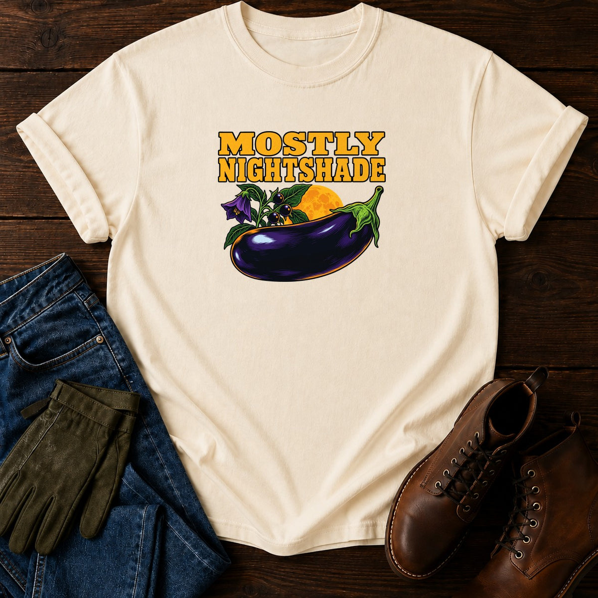 Mostly Nightshade Solanaceae Halloween Garden T-Shirt — Ivory
