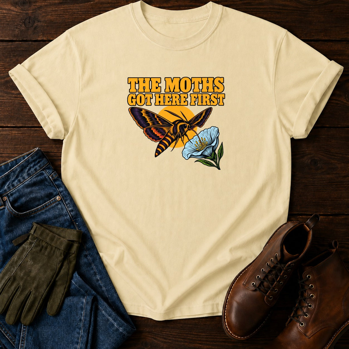 The Moths Got Here First Night Garden Halloween T-Shirt — Butter