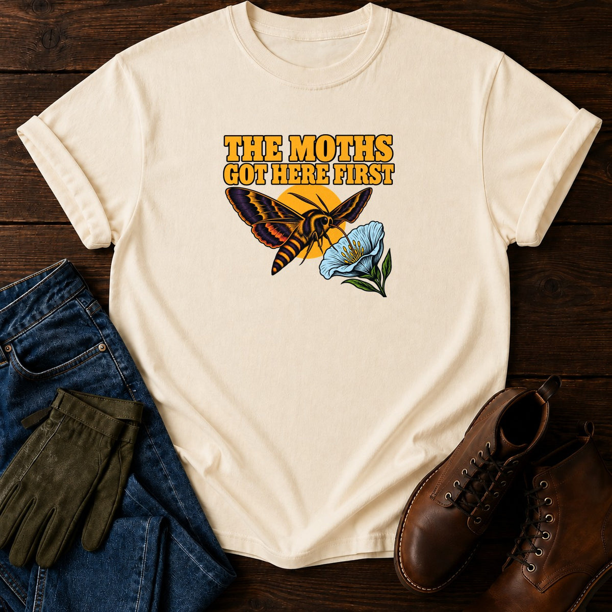 The Moths Got Here First Night Garden Halloween T-Shirt — Ivory