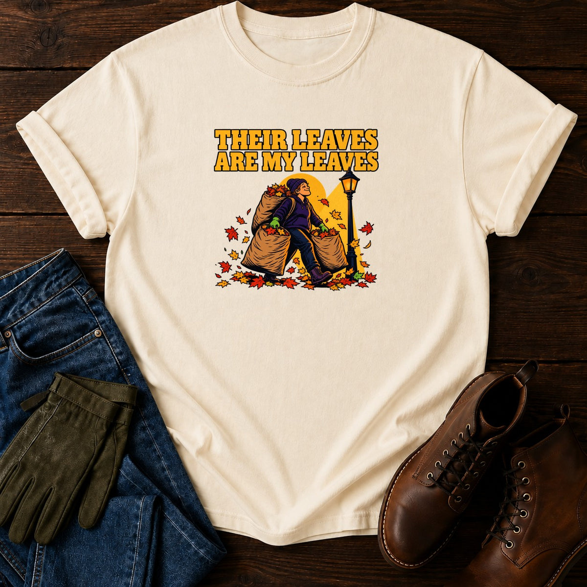 Their Leaves Are My Leaves Fall Leaf Hoarder T-Shirt — Ivory