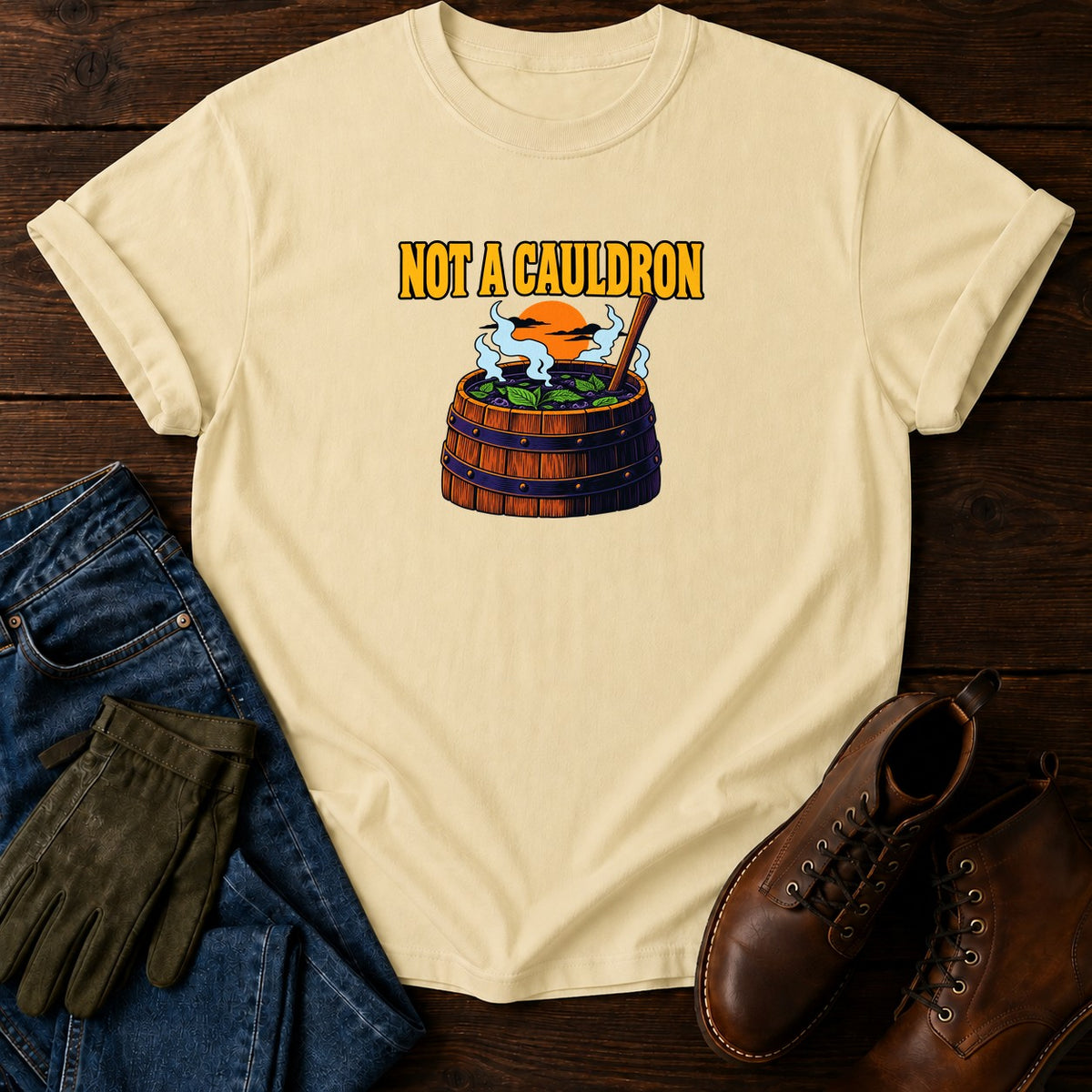 Not A Cauldron Comfrey Tea Halloween Garden T-Shirt — Butter