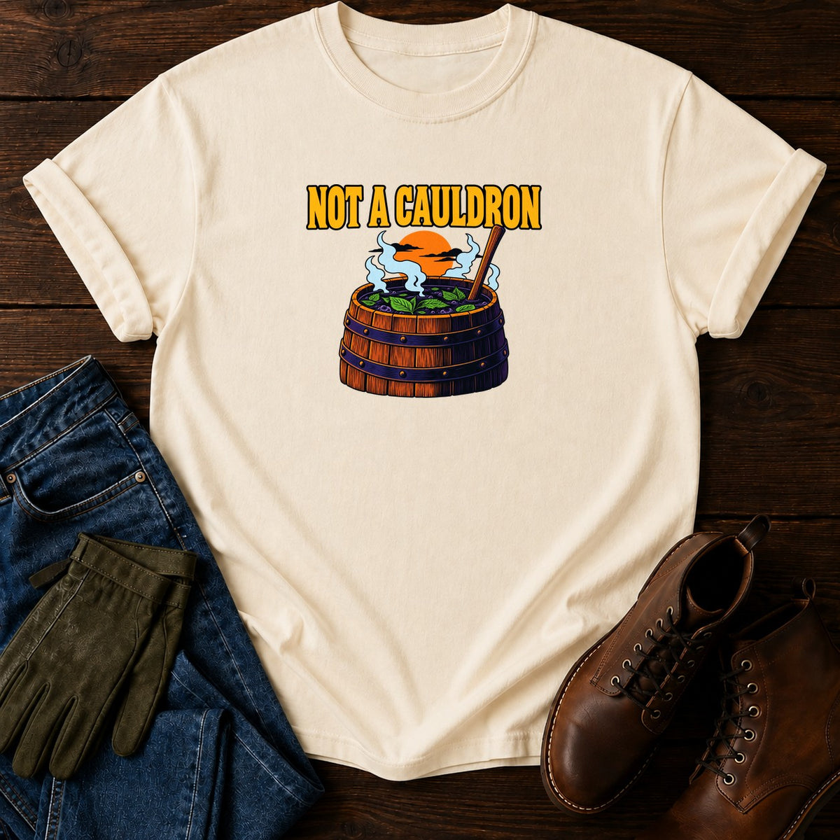 Not A Cauldron Comfrey Tea Halloween Garden T-Shirt — Ivory