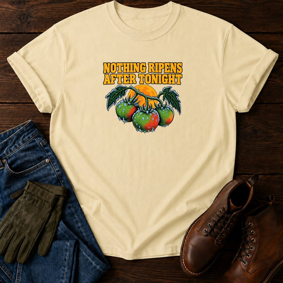 Nothing Ripens After Tonight First Frost Halloween T-Shirt — Butter