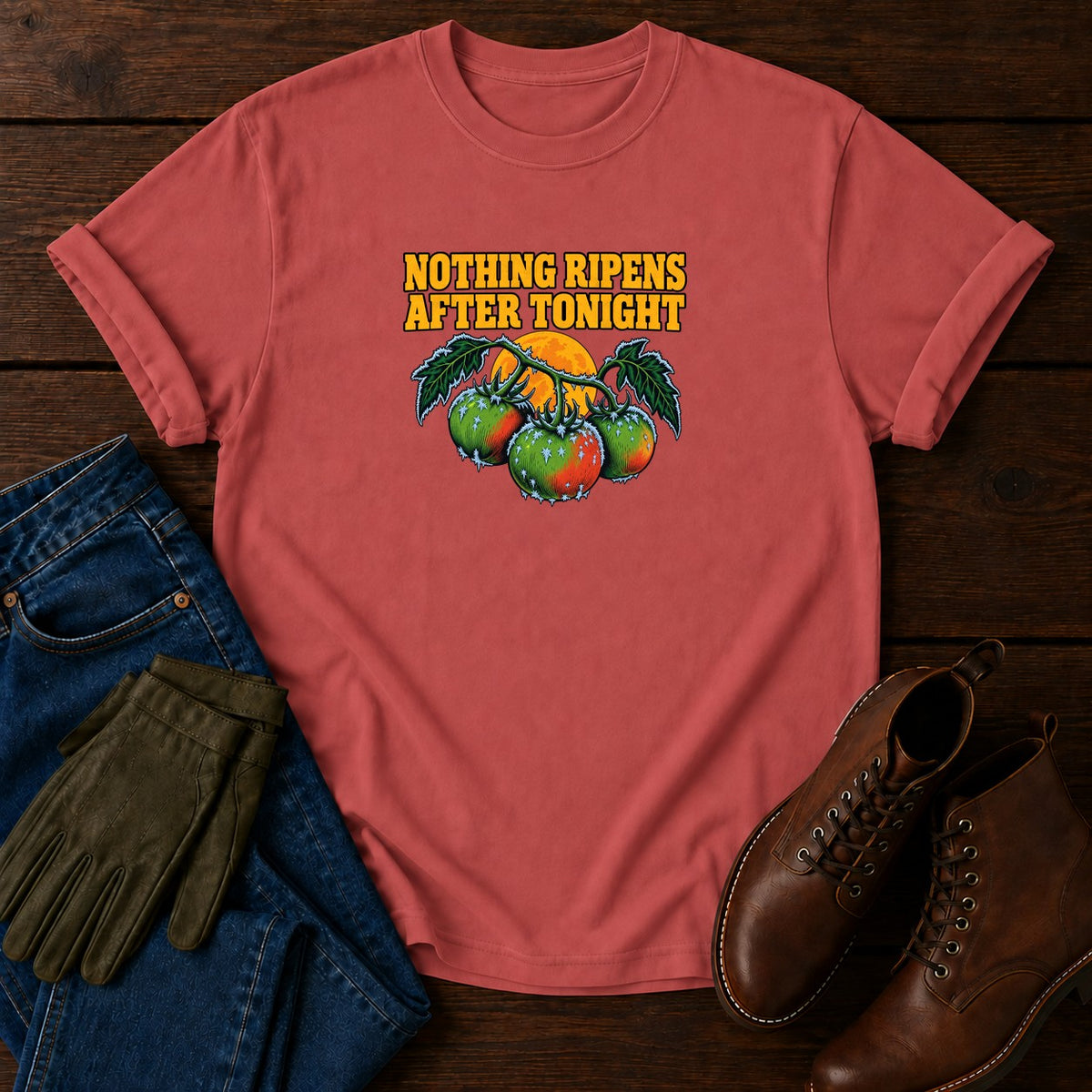 Nothing Ripens After Tonight First Frost Halloween T-Shirt — Crimson