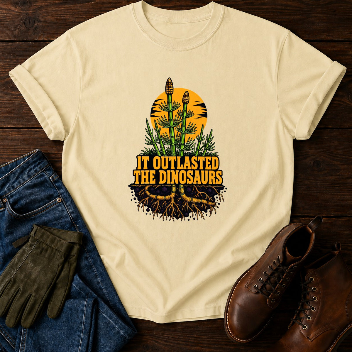 It Outlasted The Dinosaurs Horsetail Halloween T-Shirt — Butter