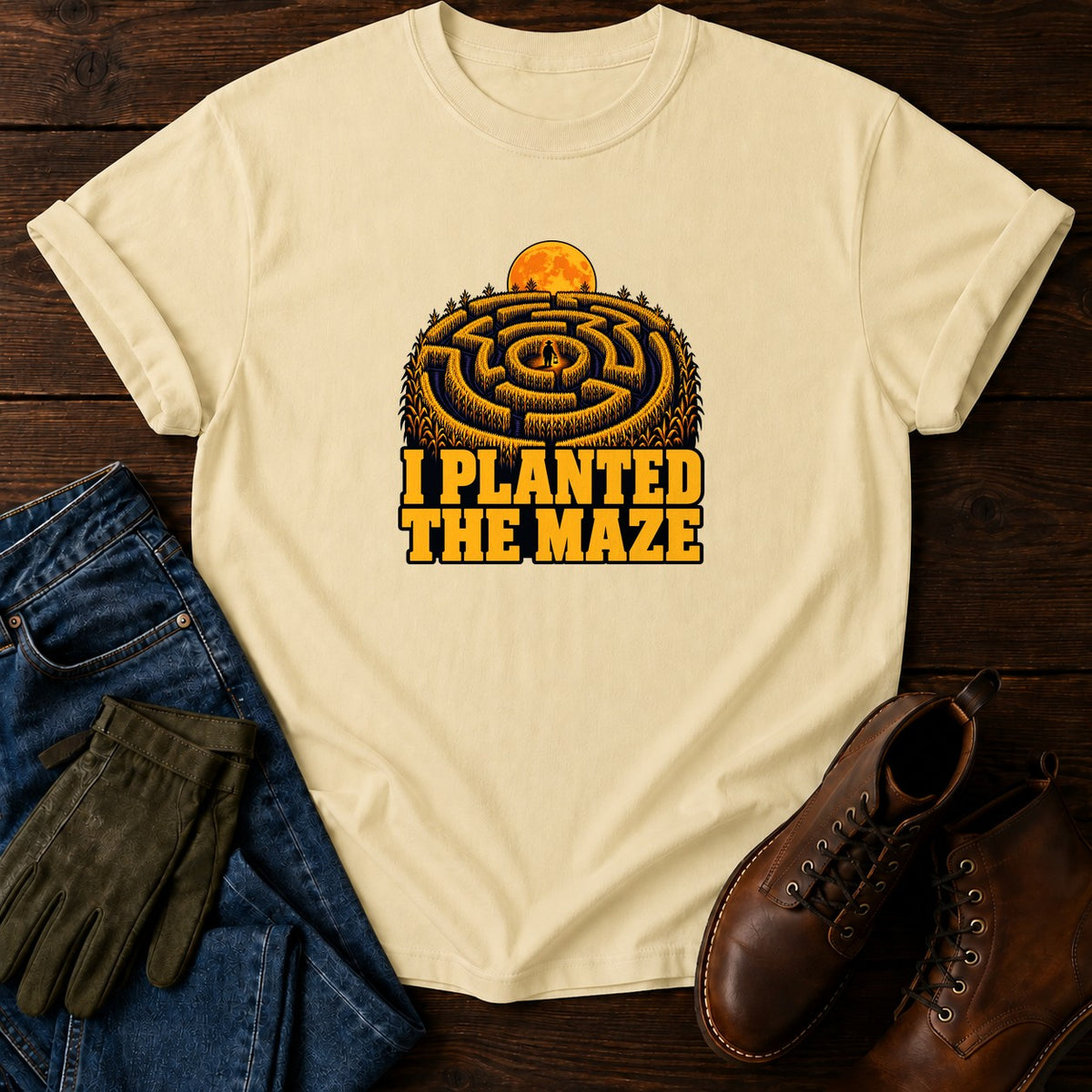 I Planted The Maze Corn Maze Fall Halloween T-Shirt — Butter