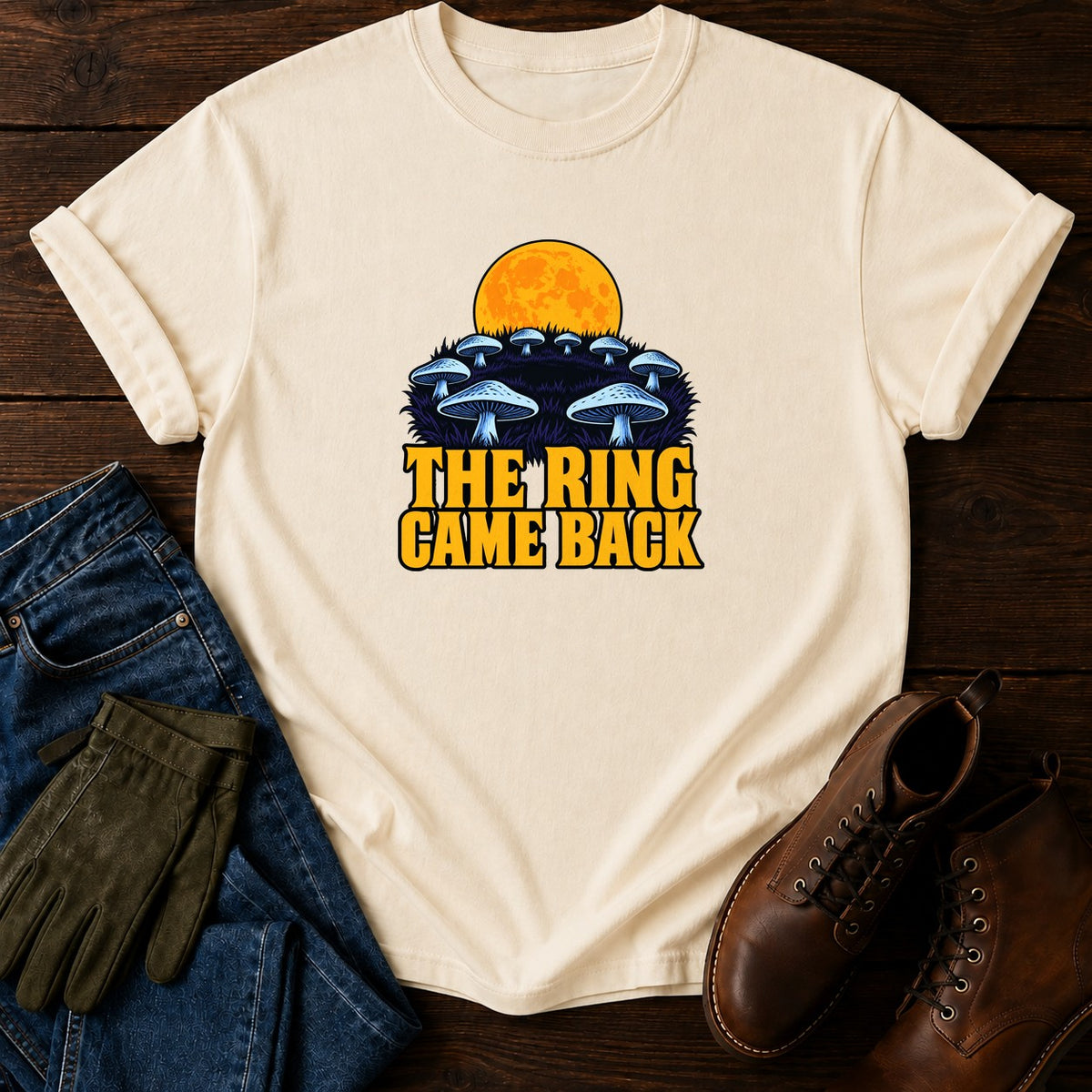 The Ring Came Back Fairy Ring Mushroom Halloween T-Shirt — Ivory