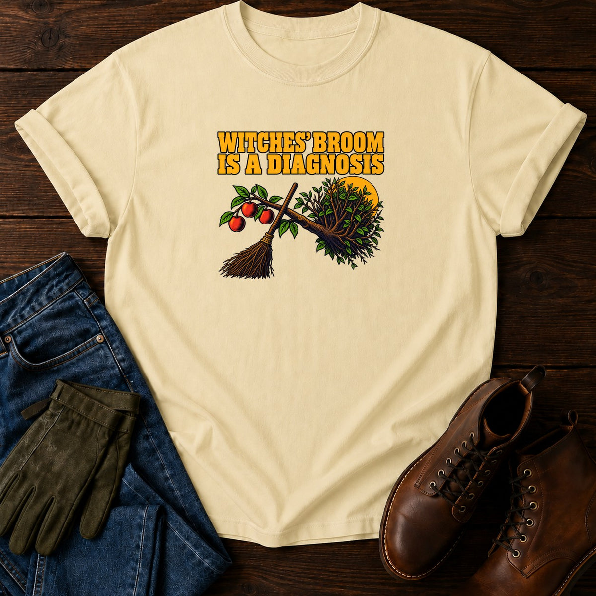 Witches' Broom Is A Diagnosis Halloween Garden T-Shirt — Butter