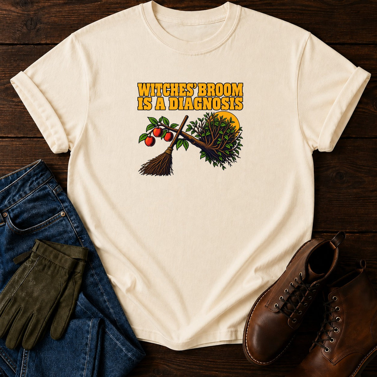 Witches' Broom Is A Diagnosis Halloween Garden T-Shirt — Ivory