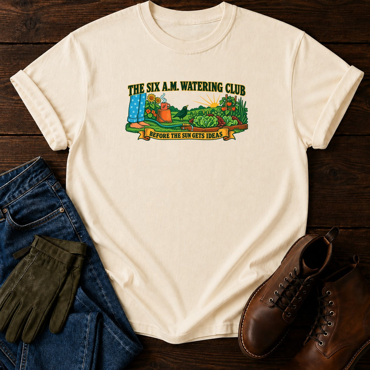 The Six A.M. Watering Club T-Shirt — Ivory