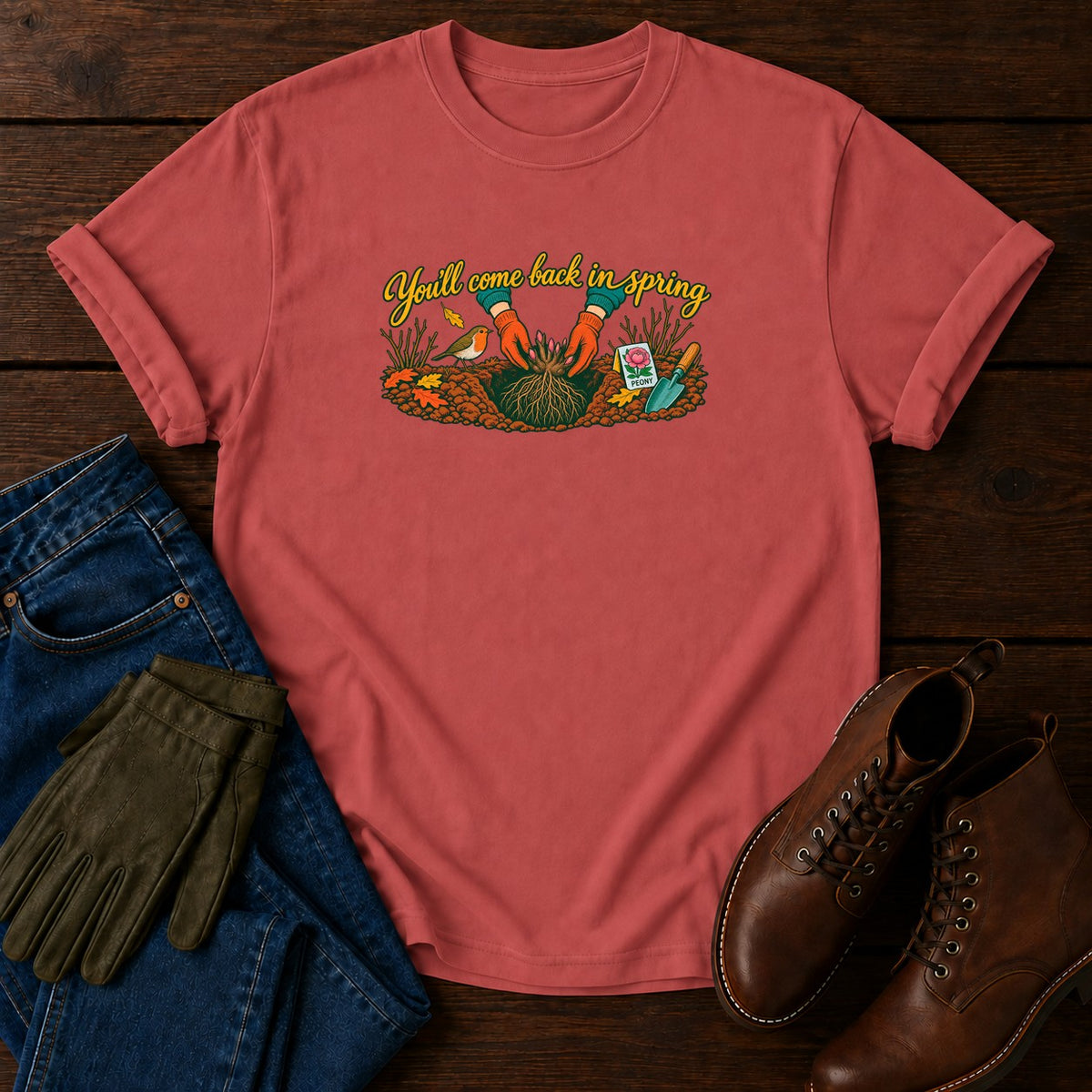 You'll Come Back In Spring T-Shirt — Crimson