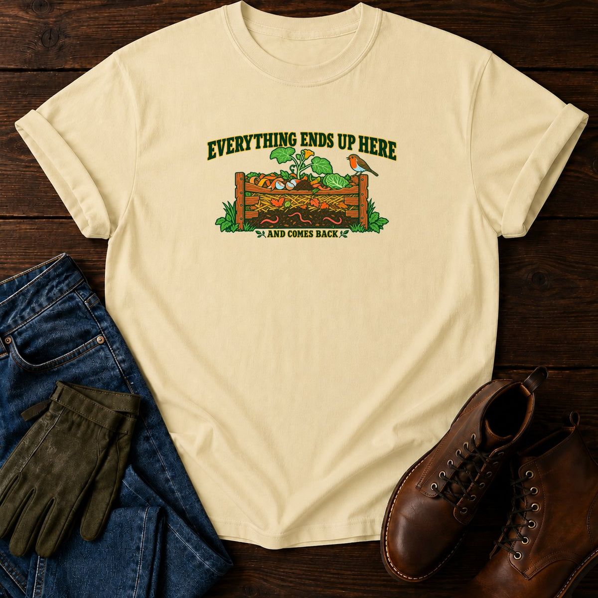 Everything Ends Up Here T-Shirt — Butter