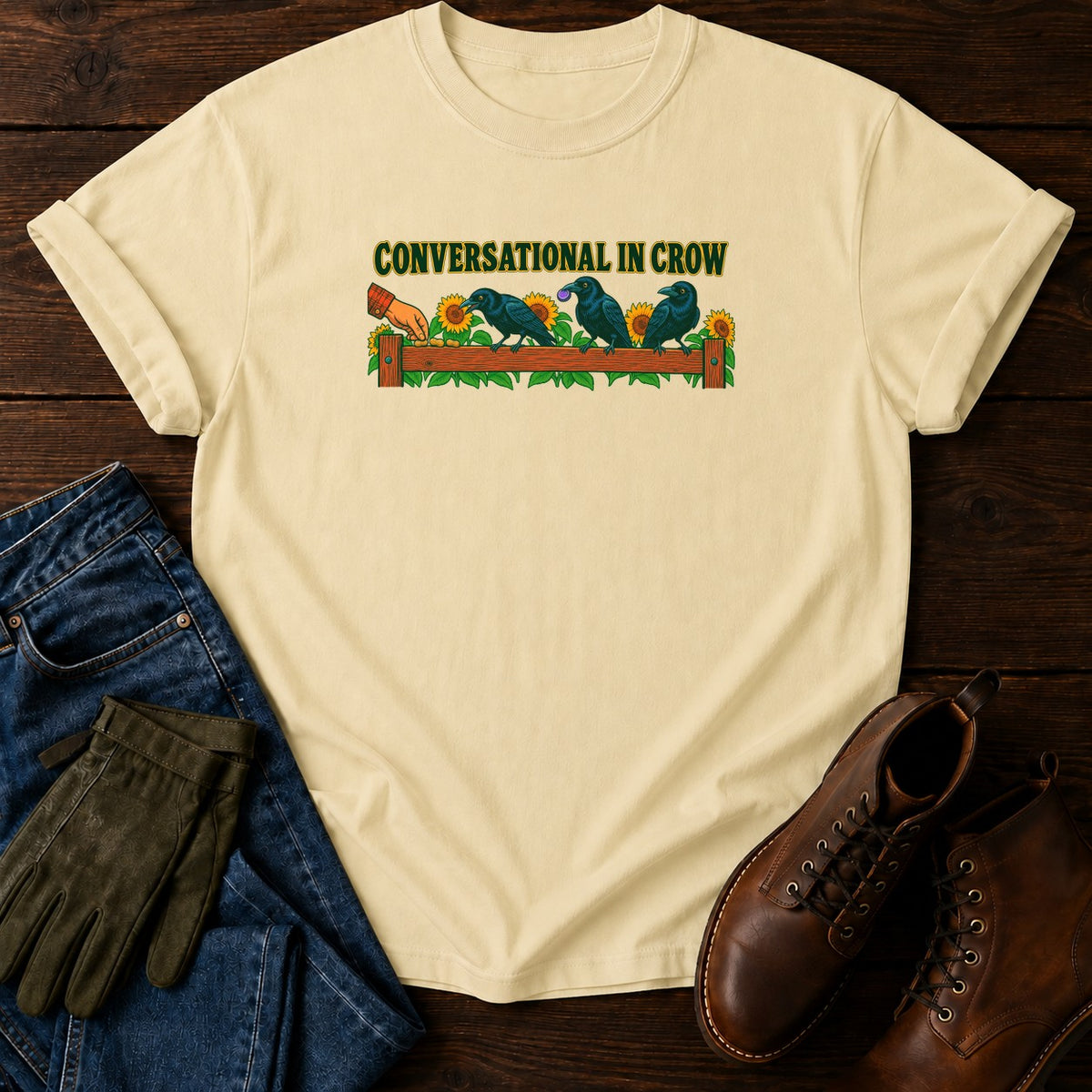 Conversational In Crow T-Shirt — Butter