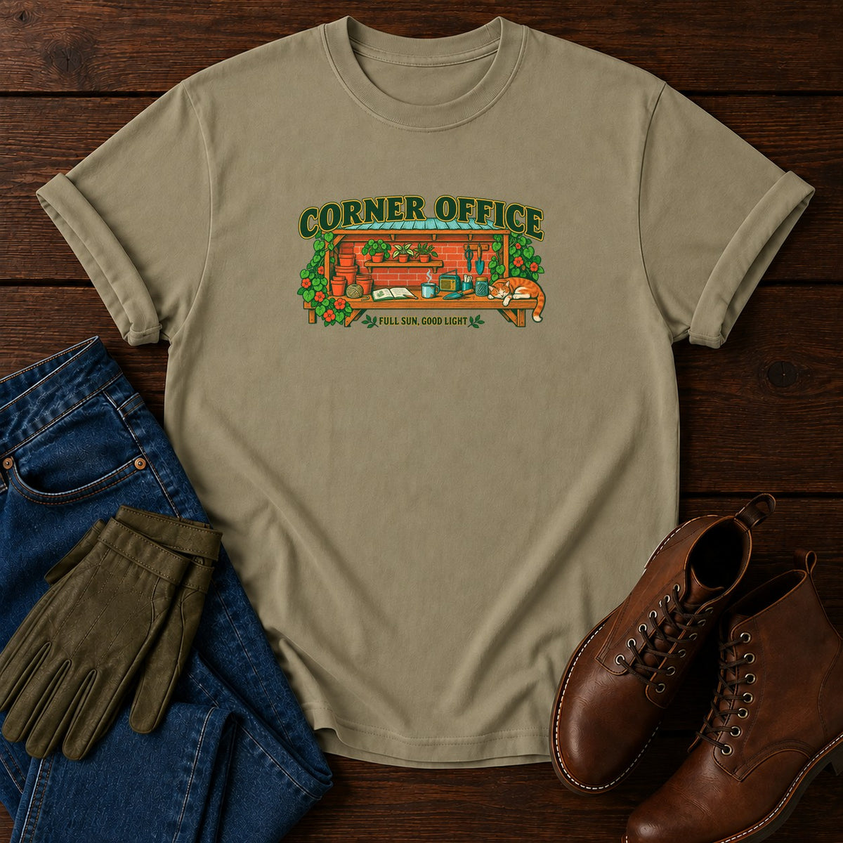 Corner Office T-Shirt — Khaki