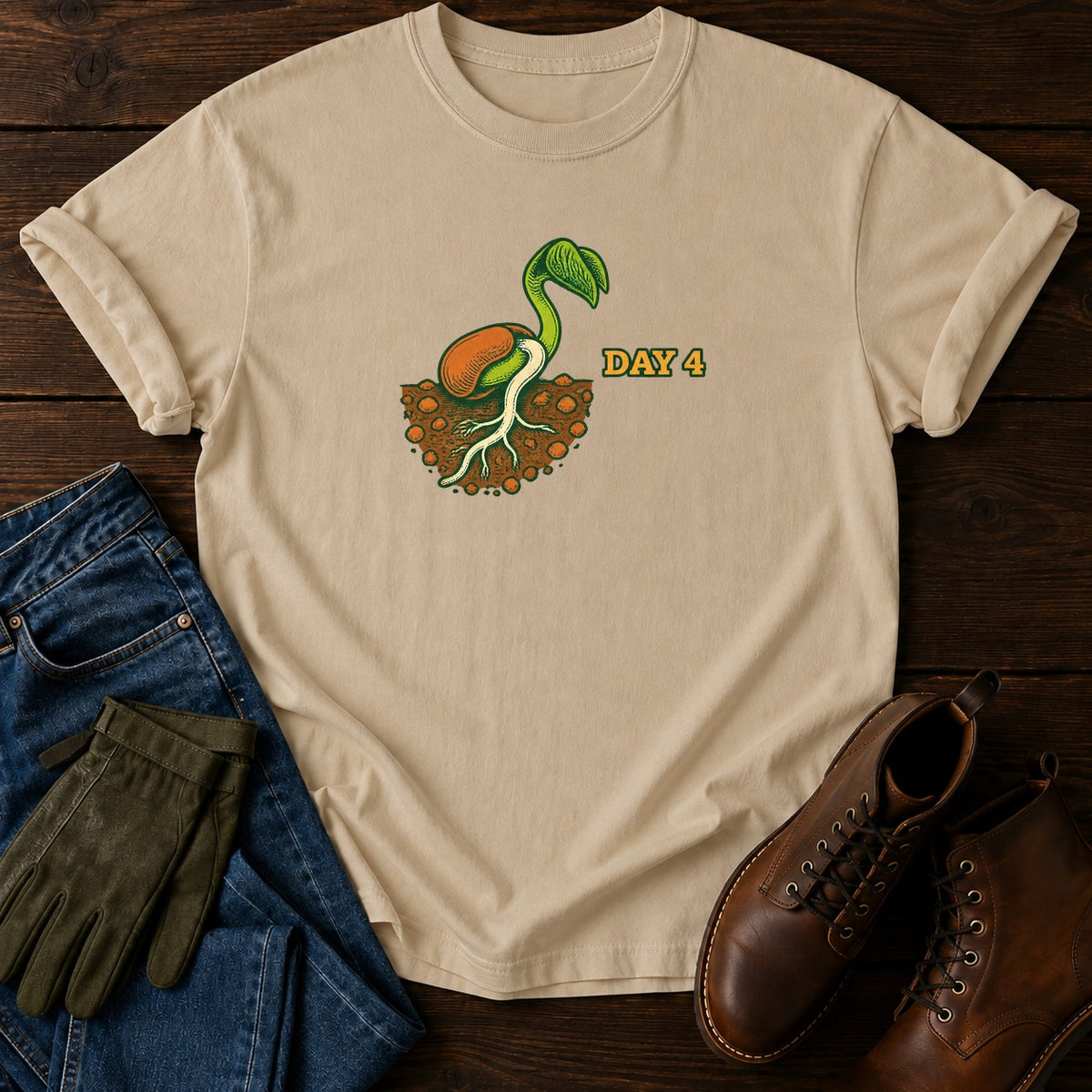Day 4 Seedling T-Shirt — Sandstone