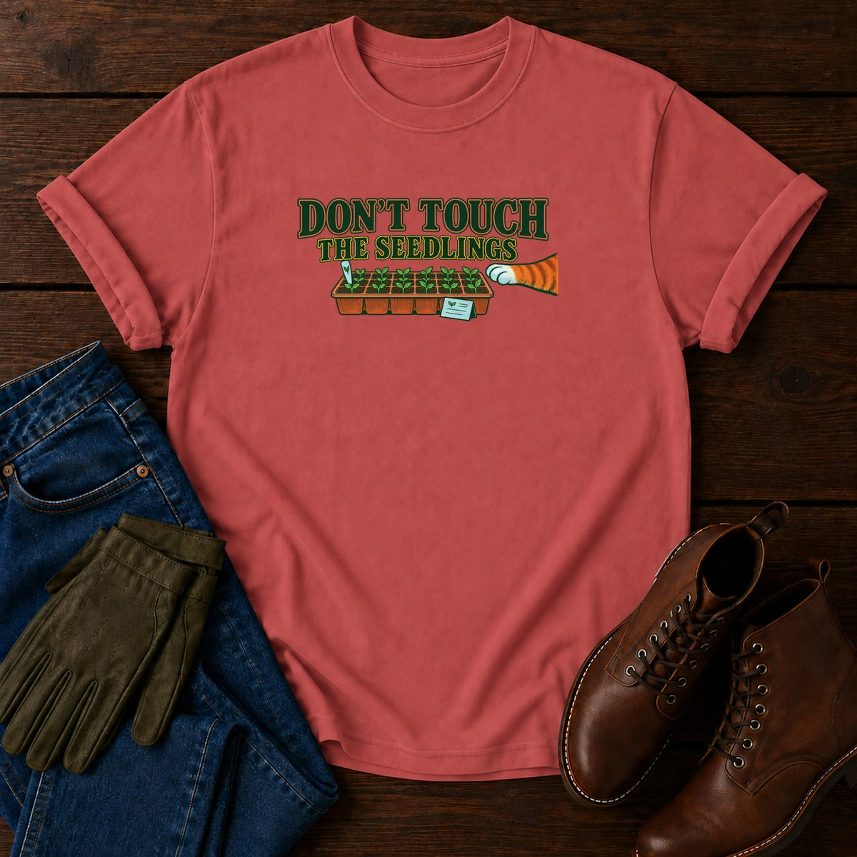 Don't Touch The Seedlings T-Shirt — Crimson
