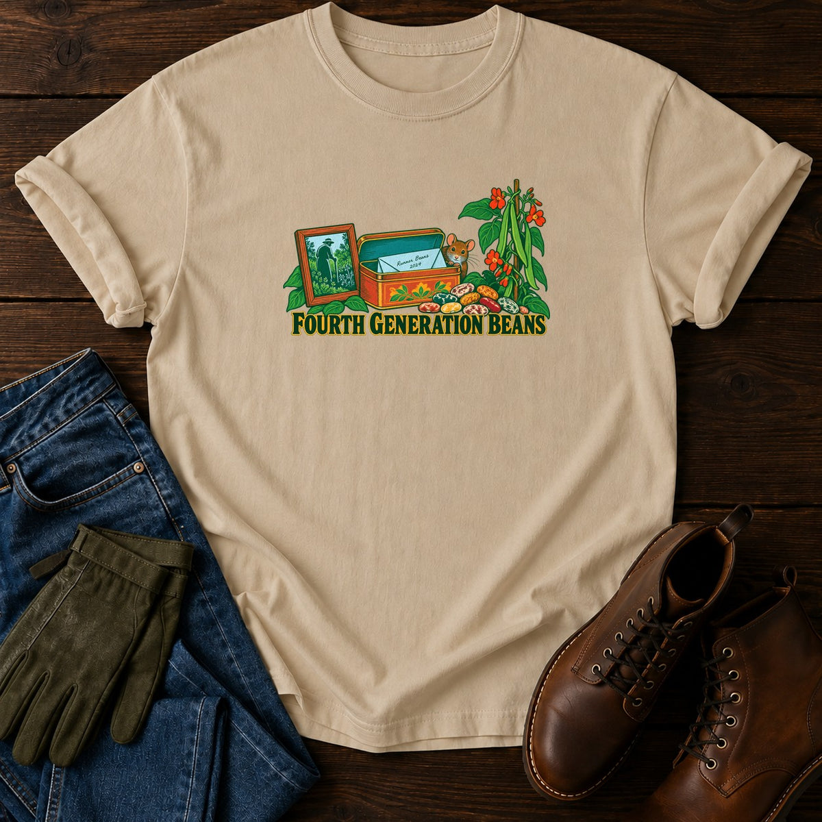 Fourth Generation Beans T-Shirt — Sandstone