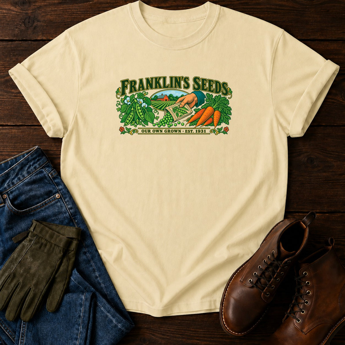 Franklin's Seeds T-Shirt — Butter